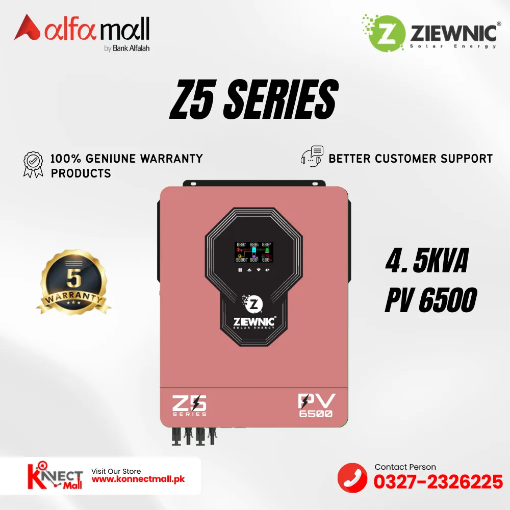 Zionic Inverter ZIEWNIC Z5 Series Hybrid Inverter 4.5 (KVA) 5G PV6500 /OFF/MKS/KS Solar ...