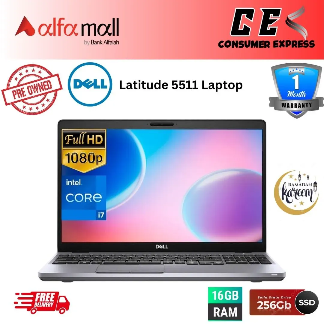 Dell Litude 5511 Core i710850H 10th Gen 16GB RAM 256GB SSD 15.6" FHD PreOwned