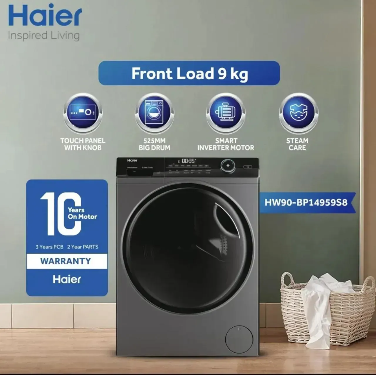 Haier HW90-BP14959S8 Fully Automatic Front Load Washing Machine Brand ...