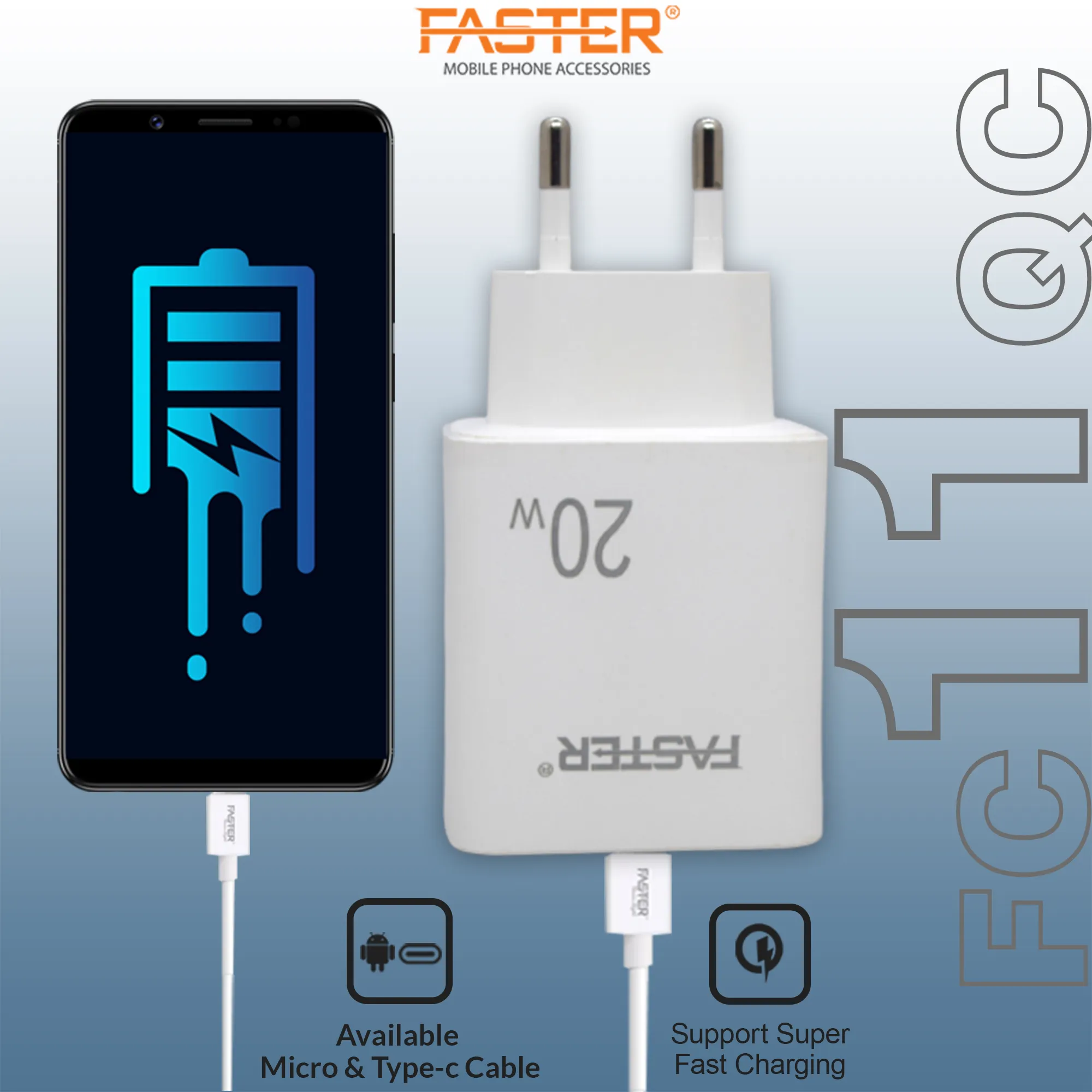 Fast Charger Regular FASTER FC11QC Fast Wall Charger | AlfaMall