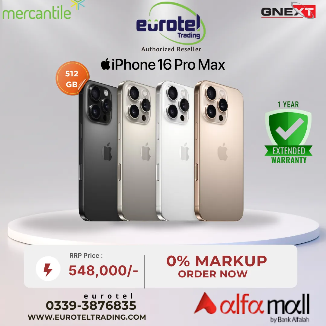 Apple Iphone 16 Pro Max 512GB PTA Approved Price in Pakistan | Eurotel ...
