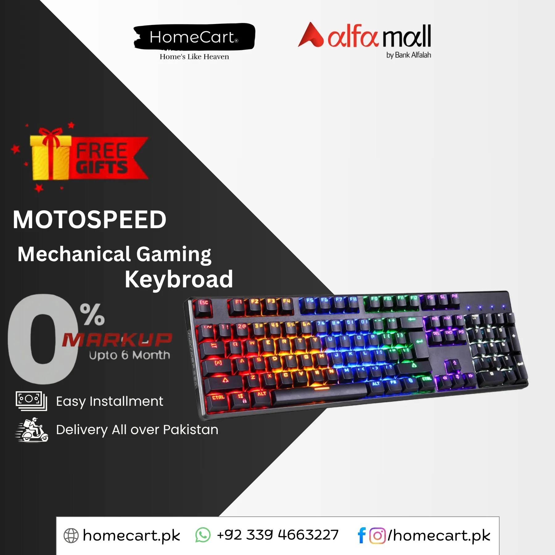 MotoSpeed CK107 Wired Mechanical Backlit Keyboard with Side Laser Keys