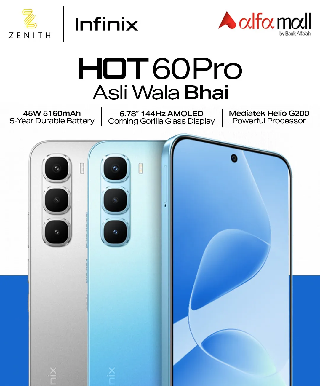 Infinix Hot 60 Pro 8GB+128GB With 1 Year Official Warraty By Official Distributors By Zenith Enteprise