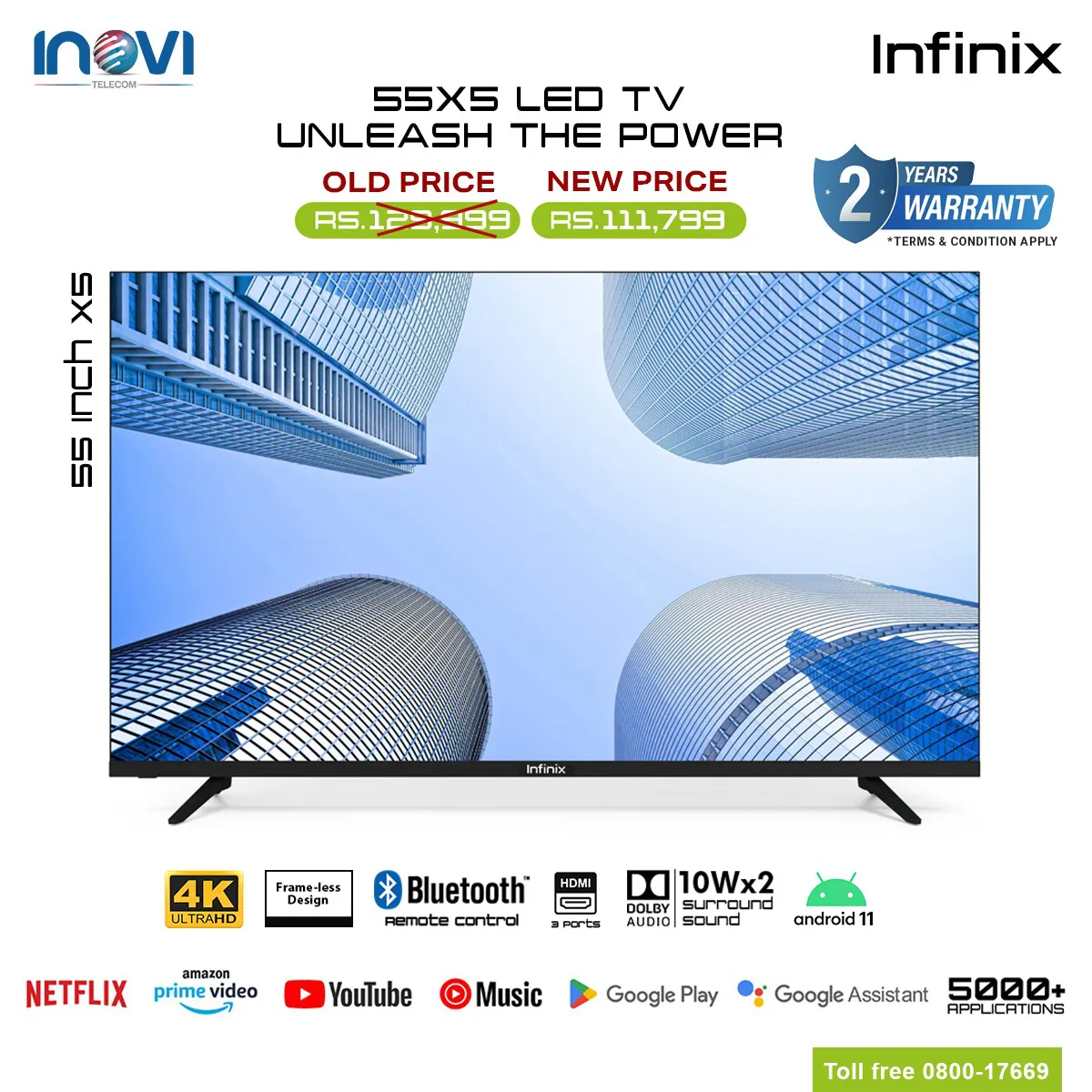 Infinix Led 55 inch 4K (UHD) Android TV By Inovi Technologies | AlfaMall