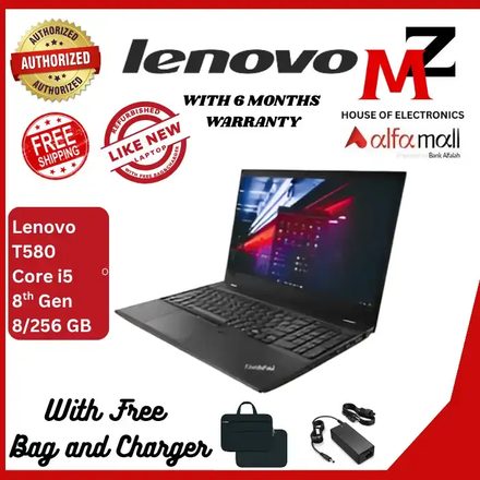 Lenovo ThinkPad T580 Core-i5-8th Gen 8GB RAM 256GB SSD 15? Display ON INSTALLMENTS with free home delivery + free gifts