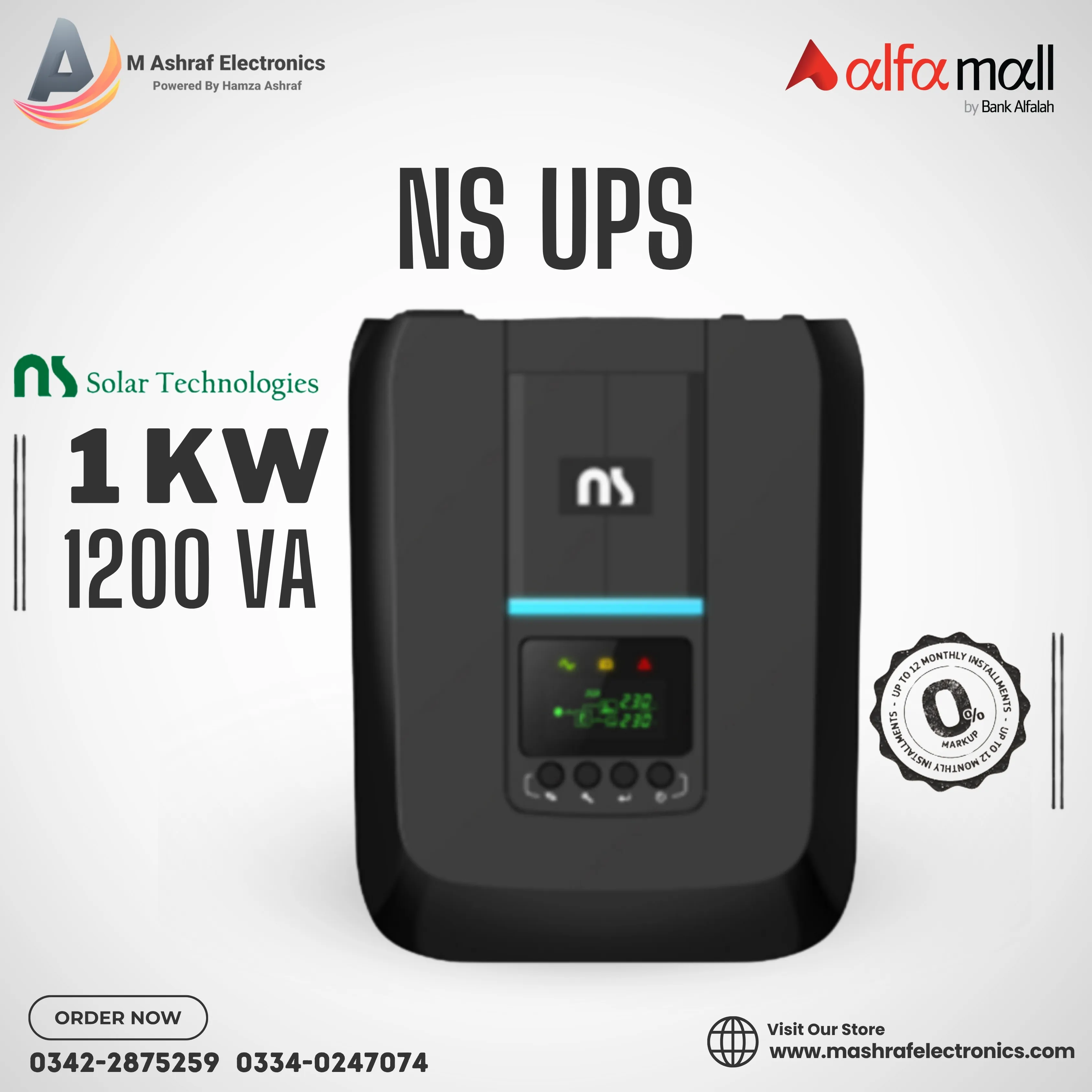 NS Pro 1202 UPS 1.0 KVA Pure Inverter 12V DC (1000) Watt. Optional LED ...