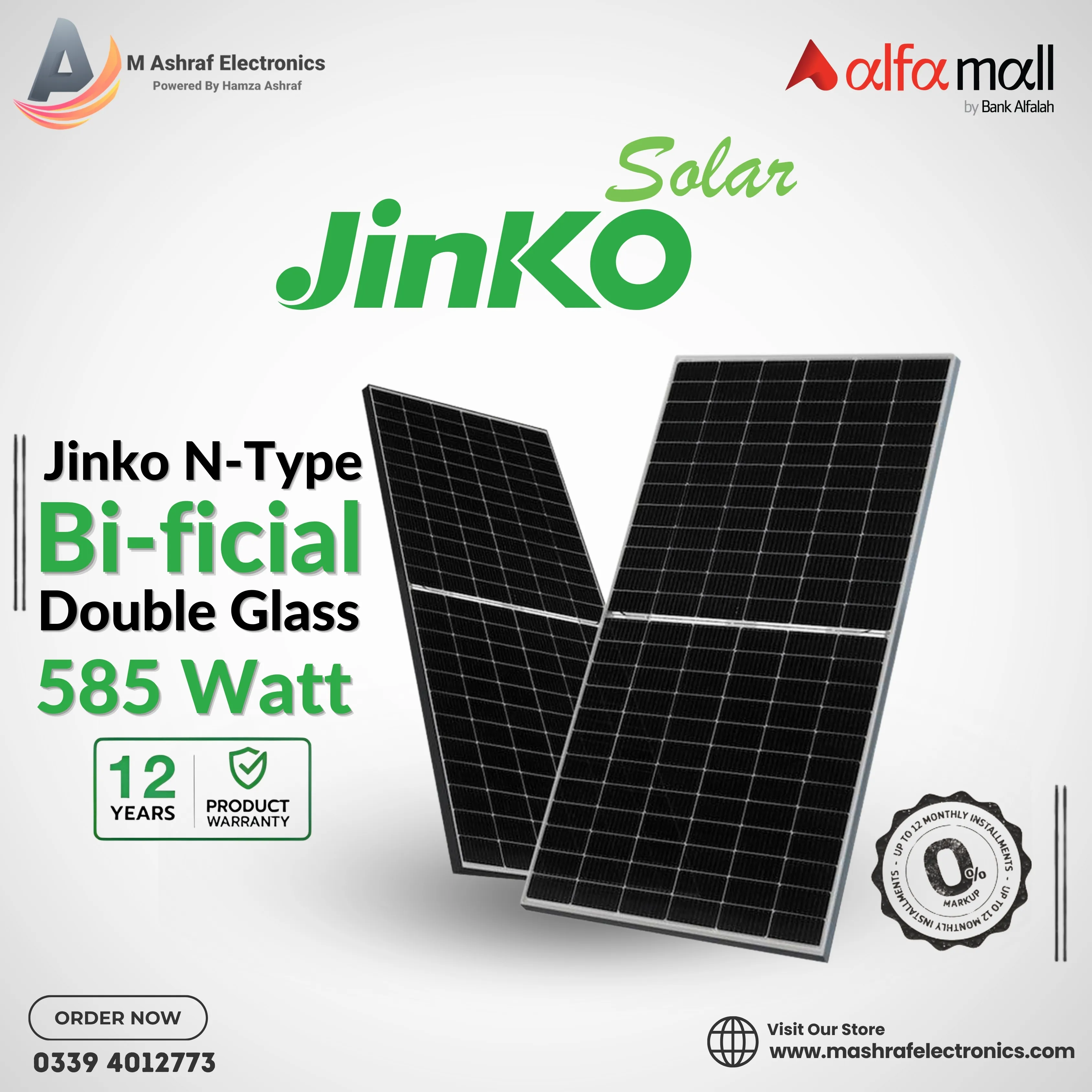 Jinko Tiger Neo N-Type Bifacial Double Glass 580W 585W Solar Panel Only ...