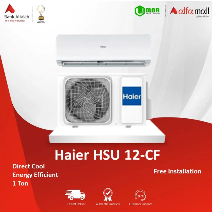 Haier - Air Conditioner 1.0 Ton Non-Inverter -12CF White