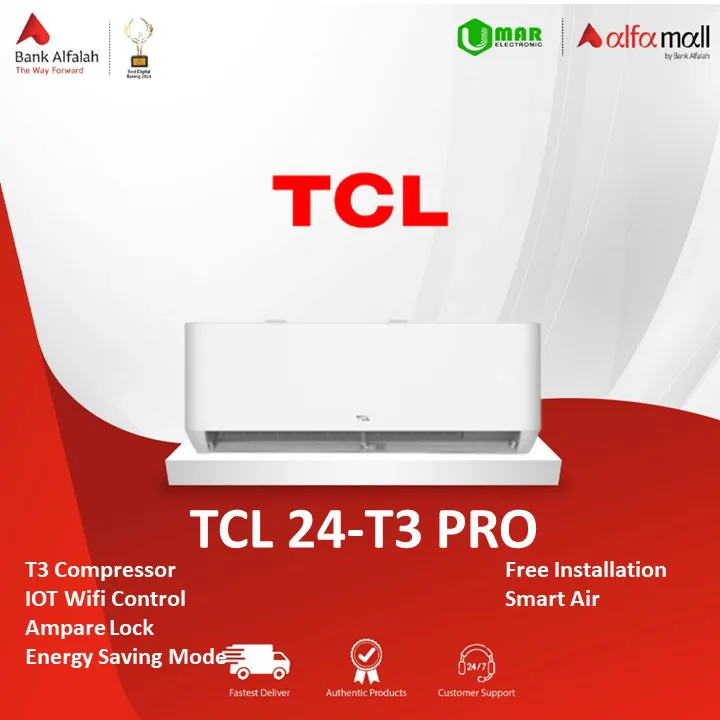 TCL AC 2 Ton Split Inverter T3 Compressor 24 T3Pro Free Installation Official Warranty