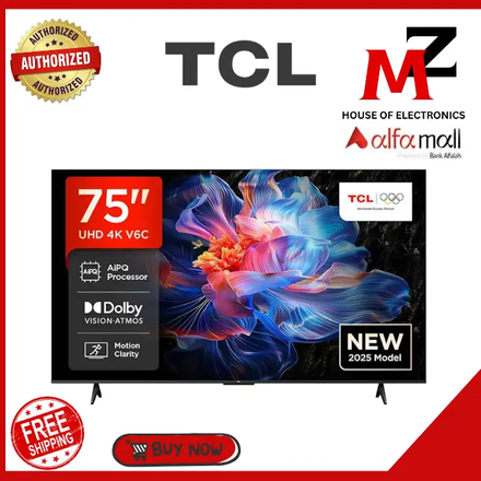 TCL 75 INCH SMART & 4K GOOGLE TV Model 75V6C ON INSTALLMENTS with free home delivery