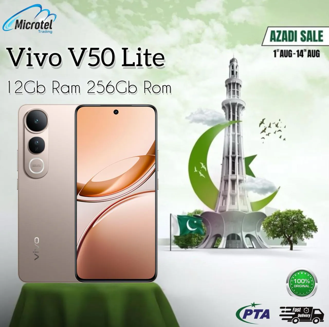 Vivo v50 Lite 5G 12-256 Pta Approved 1Year Official Warranty-By Microtel Trading24