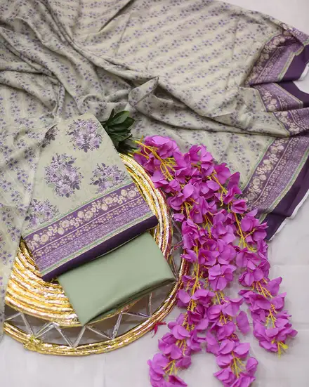 3Pcs Printed Bin Saeed Lawn Collection Desgin - 15