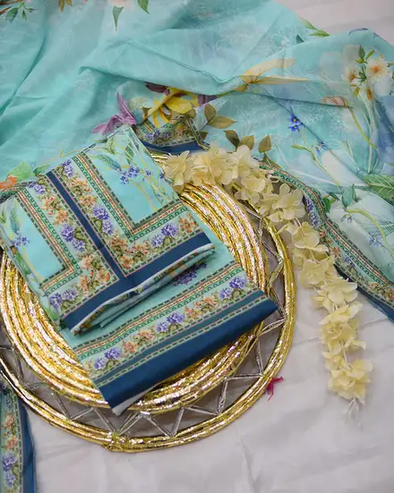 3Pcs Printed Bin Saeed Lawn Collection Desgin - 16