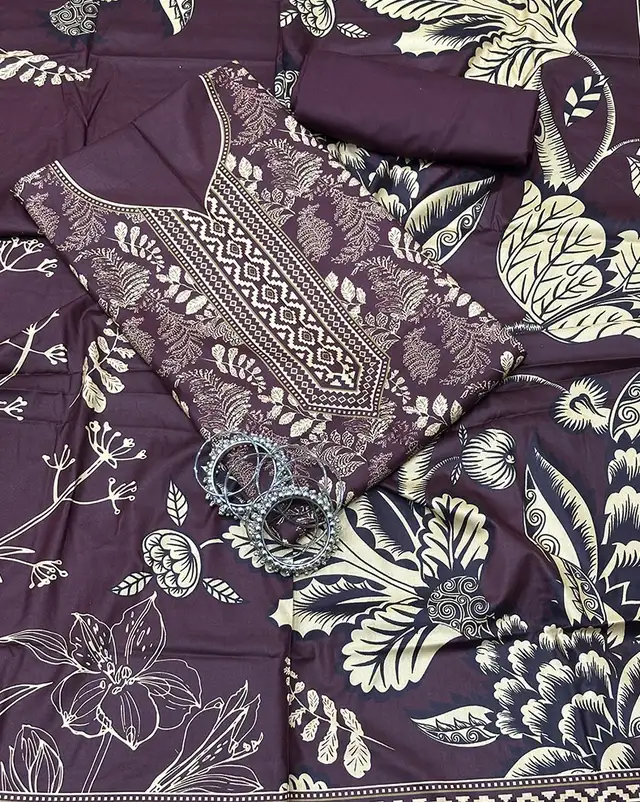 3Pcs Printed Linen Desgin - 02