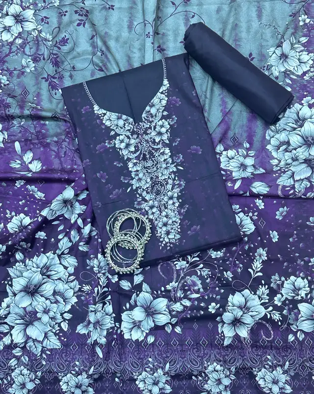 3Pcs Printed Linen Desgin - 05