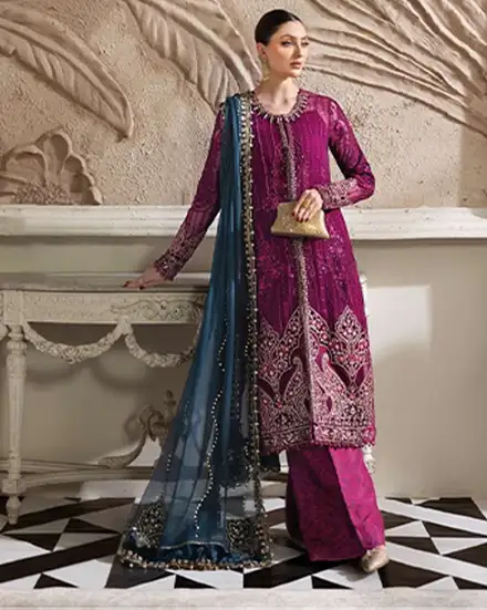 3 Piece Unstitched Embroidered Chiffon Suit | MPC-25-102