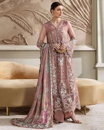 3 Piece Unstitched Embroidered Chiffon Suit | MPC-25-105