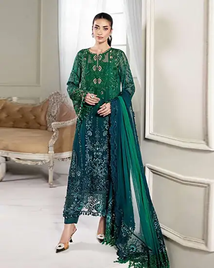 3 Piece Unstitched Embroidered Chiffon Suit | MPC-25-106