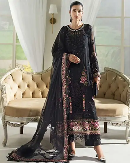 3 Piece Unstitched Embroidered Chiffon Suit | MPC-25-104