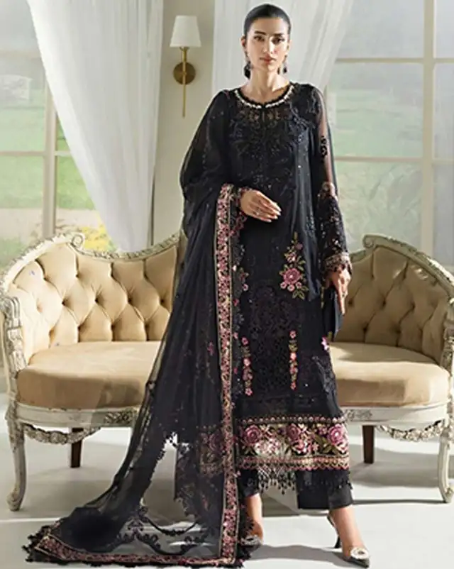 3 Piece Unstitched Embroidered Chiffon Suit | MPC-25-104