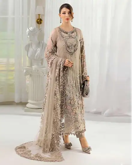 3 Piece Unstitched Embroidered Chiffon Suit | MPC-25-107
