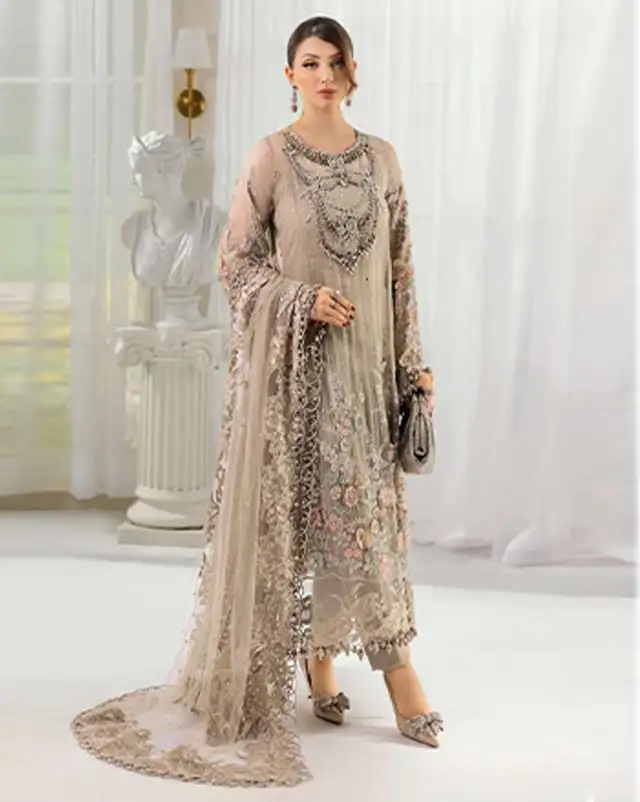 3 Piece Unstitched Embroidered Chiffon Suit | MPC-25-107