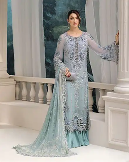 3 Piece Unstitched Embroidered Chiffon Suit | MPC-25-108