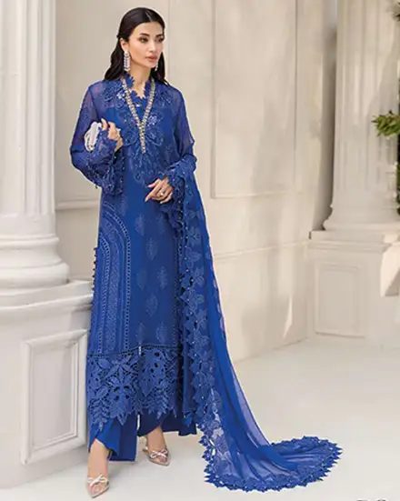 3 Piece Unstitched Embroidered Chiffon Suit | MPC-25-103