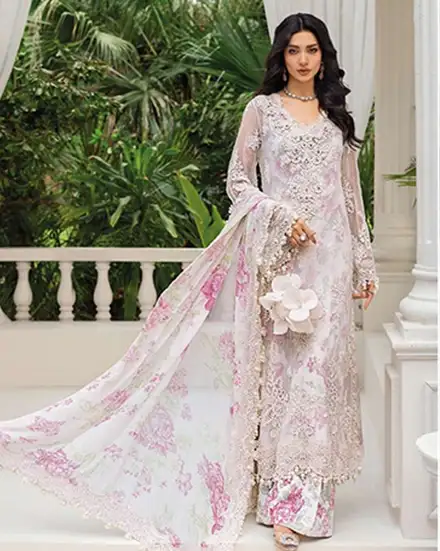 3 Piece Unstitched Embroidered Chiffon Suit | MPC-25-101