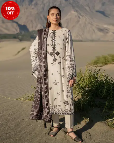 3 Pc Unstitched Printed Linen Suit | 507-A