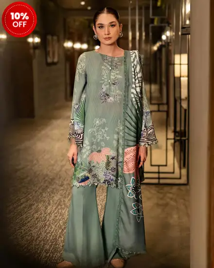 3 Pc Unstitched Printed Linen Suit | 512-B