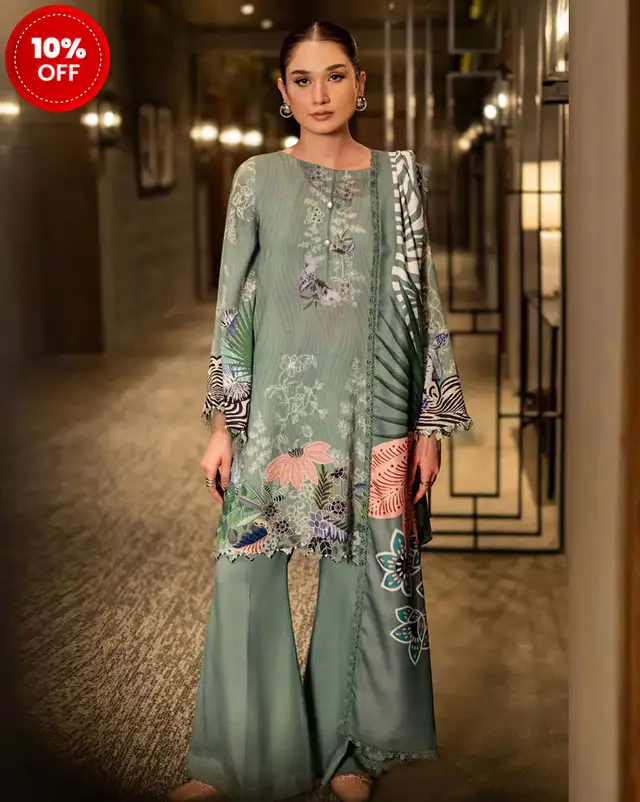 3 Pc Unstitched Printed Linen Suit | 512-B